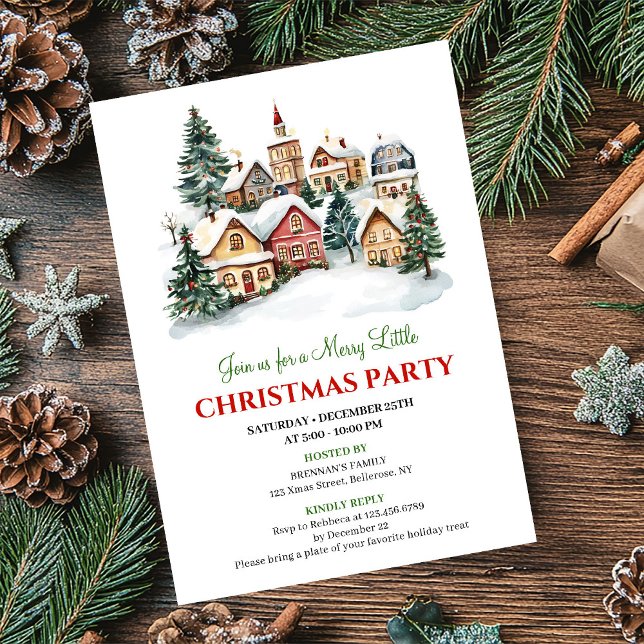 Invitación Elegant cozy holiday scene Christmas dinner invite (Elegant cozy holiday scene Christmas dinner invitation)