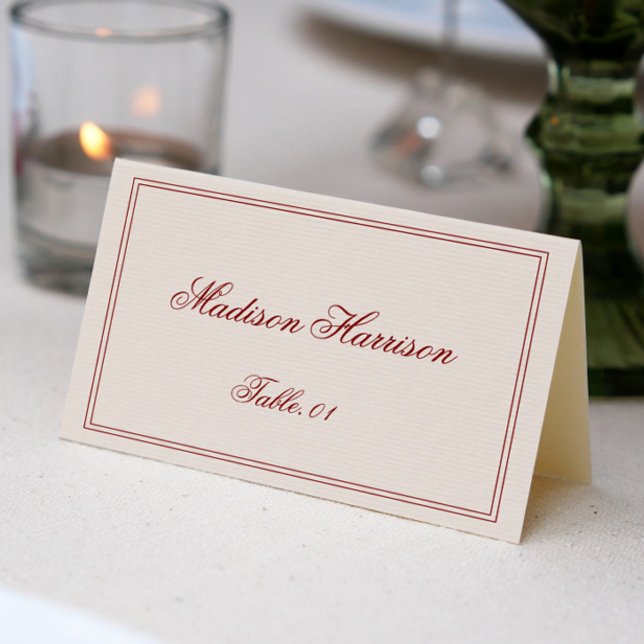 Invitación Elegant Cream and Burgundy Wedding Place Card DIY (Subido por el creador)