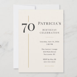 Invitación Elegant Cream & Gold 70th Birthday