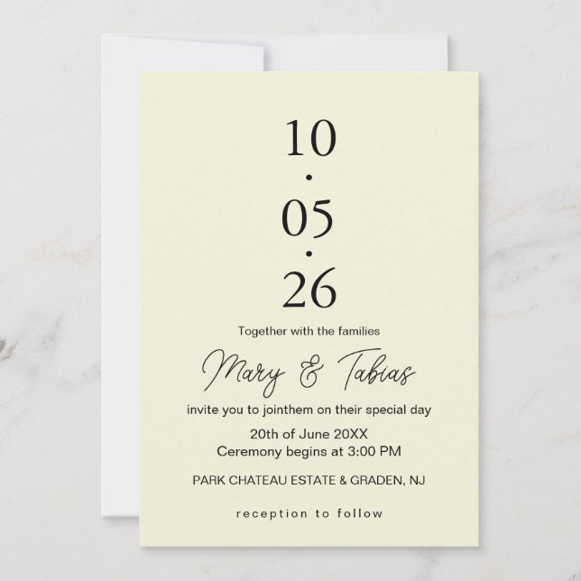 Invitación Elegant Creamy White Minimalist Wedding (Anverso)