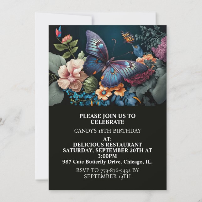 Invitación Elegant Creative Butterfly Art Birthday Party (Anverso)