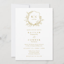 Invitación Elegant Crest Gold Classic Formal Wedding Logo