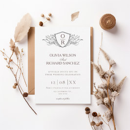 Invitación Elegant Crest Monogram Wedding Invitation