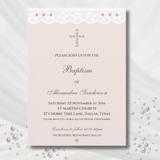 Invitación Elegant Cross Christening Christian Baptism