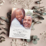 Invitación Elegant Custom Photo Wedding<br><div class="desc">A photo wedding invitation with the invitation text written atop a white gradient at the bottom of your photo. Your names and the details are separated by an ornate divider.  Personalize with your own photo! The back features a classic tile pattern.</div>