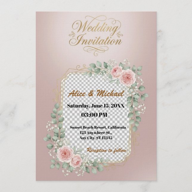 Invitación Elegant Custom Wedding Invitation – Minimalist (Anverso)