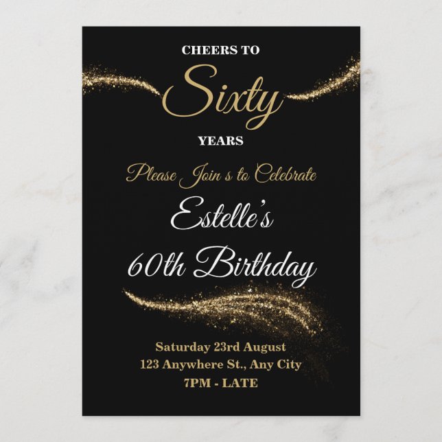 Invitación Elegant Customizable Birthday Invite Stylish Card (Anverso)