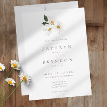 Elegant Daisy Watercolor Minimalist Wedding