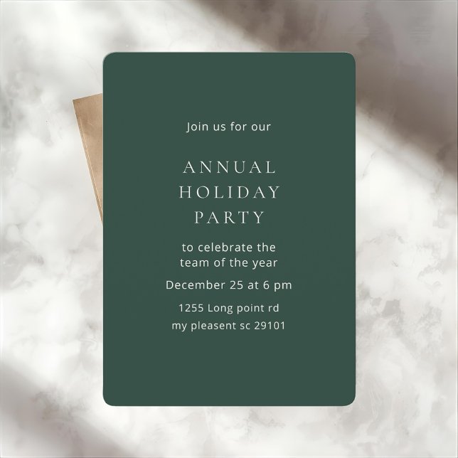 Invitación Elegant Dark Green Annual Holiday Party (Subido por el creador)