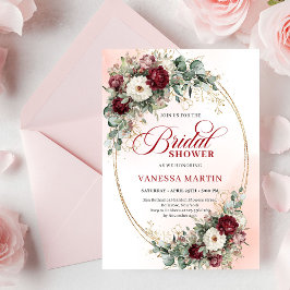 Invitación Elegant Deep Red Eucalyptus Bridal Shower Invite