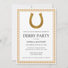 Invitación Elegant Derby Party Invitation with Gold Horseshoe