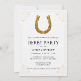 Invitación Elegant Derby Party Invitation with Gold Horseshoe
