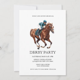 Invitación Elegant Derby Party Invitation with Horse Racing I