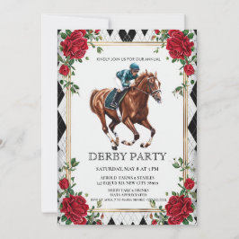 Invitación Elegant Derby Party Invitation with Horse Racing I