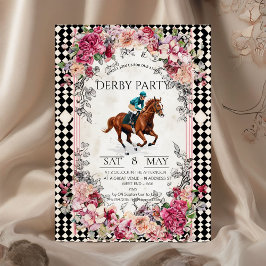 Invitación Elegant Derby Party Invitation with Horse Racing I