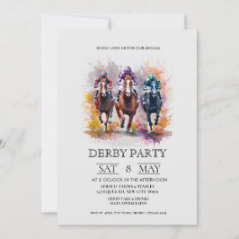 Invitación Elegant Derby Party Invitation with Horse Racing I
