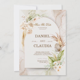 Invitación Elegant Desert Chic Pampas & Palm Wedding Invitati