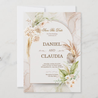 Invitación Elegant Desert Chic Pampas & Palm Wedding Invitati
