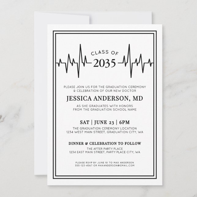 Invitación Elegant Doctor Medical Nursing School Graduation (Anverso)