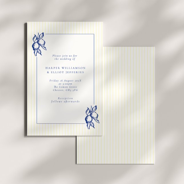 Invitación Elegant Doodle Blue Lemons Wedding (Subido por el creador)