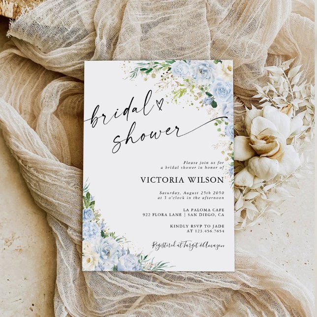Invitación Elegant Dusty Blue Bridal Shower Invitation (Subido por el creador)