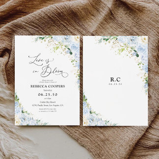 Invitación Elegant Dusty Blue Bridal Shower Invitation