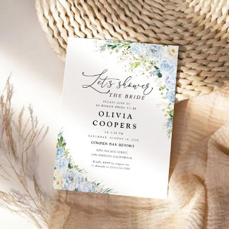Invitación Elegant Dusty Blue Bridal Shower Invitation