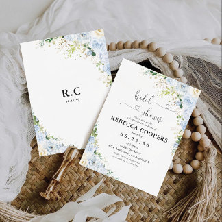Invitación Elegant Dusty Blue Bridal Shower Invitation