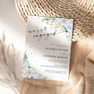 Invitación Elegant Dusty Blue Engagement Party Invitation