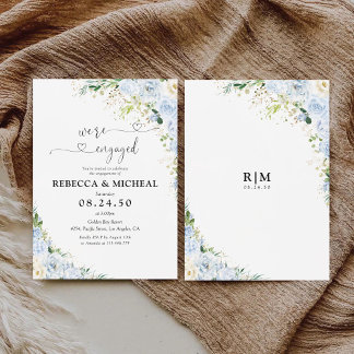 Invitación Elegant Dusty Blue Engagement Party Invitation