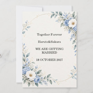 Invitación Elegant Dusty Blue Floral Wedding Invitation | Wat