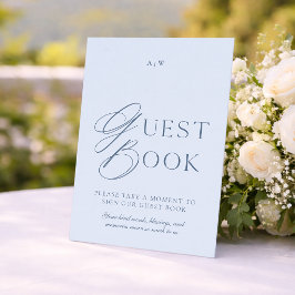 Invitación Elegant Dusty Blue Wedding Guest Book Sign