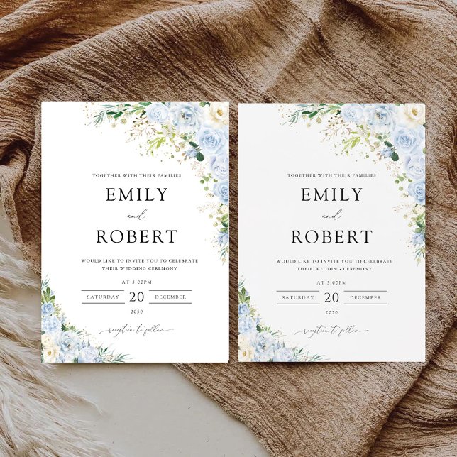 Invitación Elegant Dusty Blue Wedding Invitation (Subido por el creador)