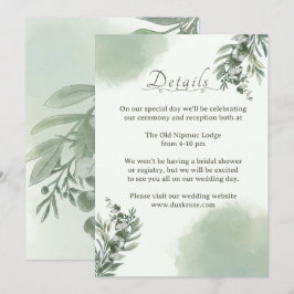 Invitación Elegant Dusty Green Details Wedding Enclosure Card