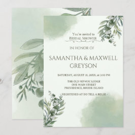 Invitación Elegant Dusty Green Script Classic Bridal Shower 