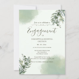 Invitación Elegant Dusty Green Script engagement Invitation