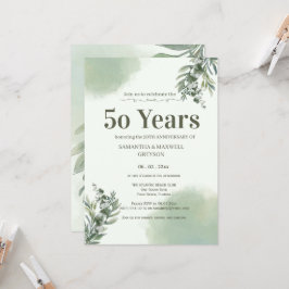 Invitación Elegant Dusty Green Script Wedding Anniversary 