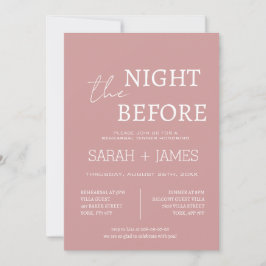 Invitación Elegant Dusty Pink the Night Before Dinner Wedding