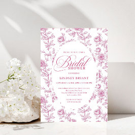 Invitación Elegant Dusty Pink Toile Roses Bridal Shower
