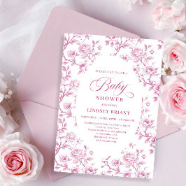 Invitación Elegant Dusty Rose Floral Baby Shower Invitation