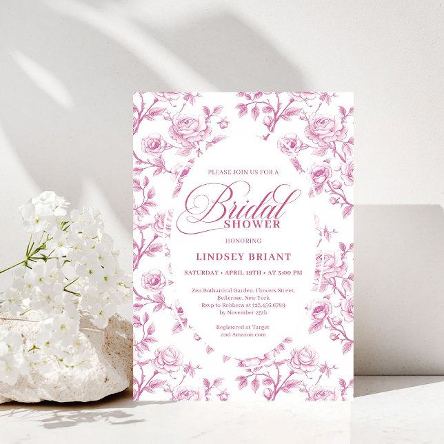 Invitación Elegant Dusty Rose Floral Bridal Shower Invitation (Elegant Dusty Rose Floral Bridal Shower Invitation)