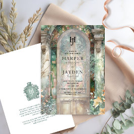 Invitación Elegant Earthy Tones Watercolor Wedding Monogram