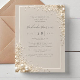 Invitación Elegant Editable Cream Seed Pearl Bridal Shower