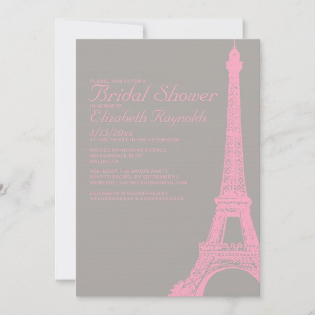 Invitación Elegant Eiffel Tower Bridal Shower Invitations (Anverso)