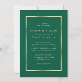 Invitación Elegant Emerald Green and Gold Wedding