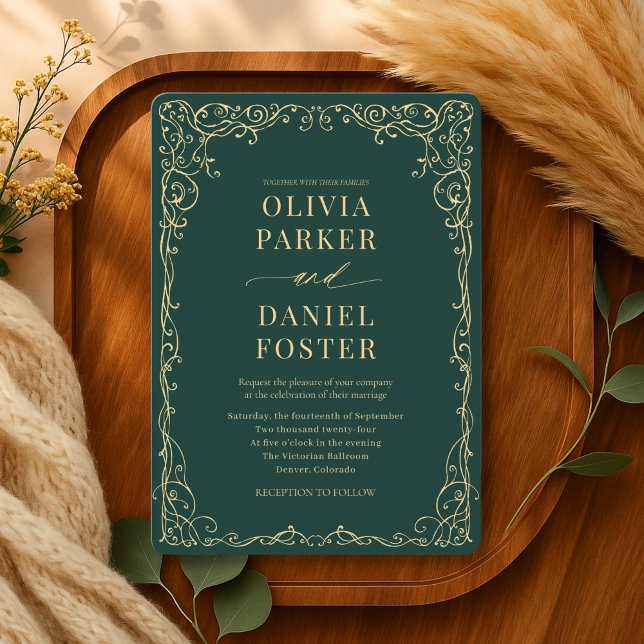 Invitación Elegant Emerald Green Minimalist Wedding (Subido por el creador)