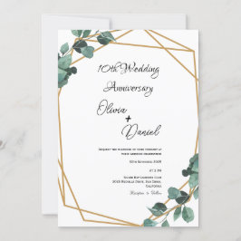 Invitación Elegant Emerald Leaf Wedding Anniversary 