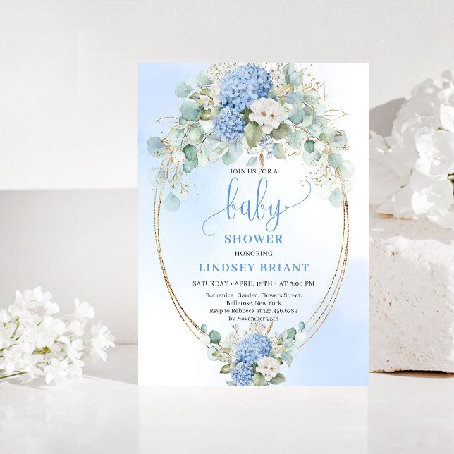Invitación Elegant Eucalyptus Blue Baby Shower Invitation (Elegant Eucalyptus Blue Baby Shower Invitation)