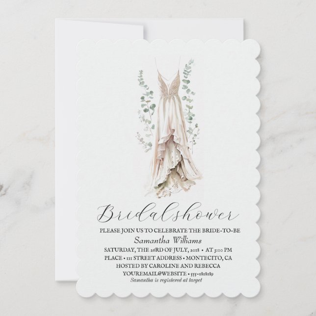 Invitación Elegant Eucalyptus Greenery Bridal Shower  (Anverso)