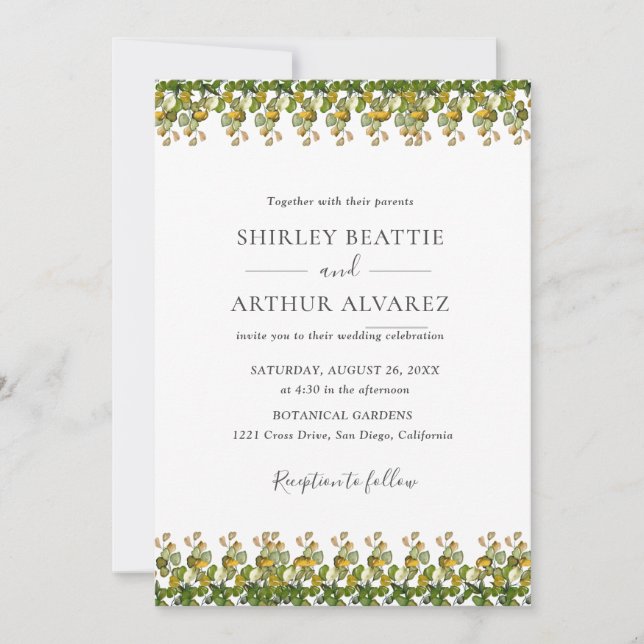 Invitación Elegant Eucalyptus Greenery Wedding (Anverso)
